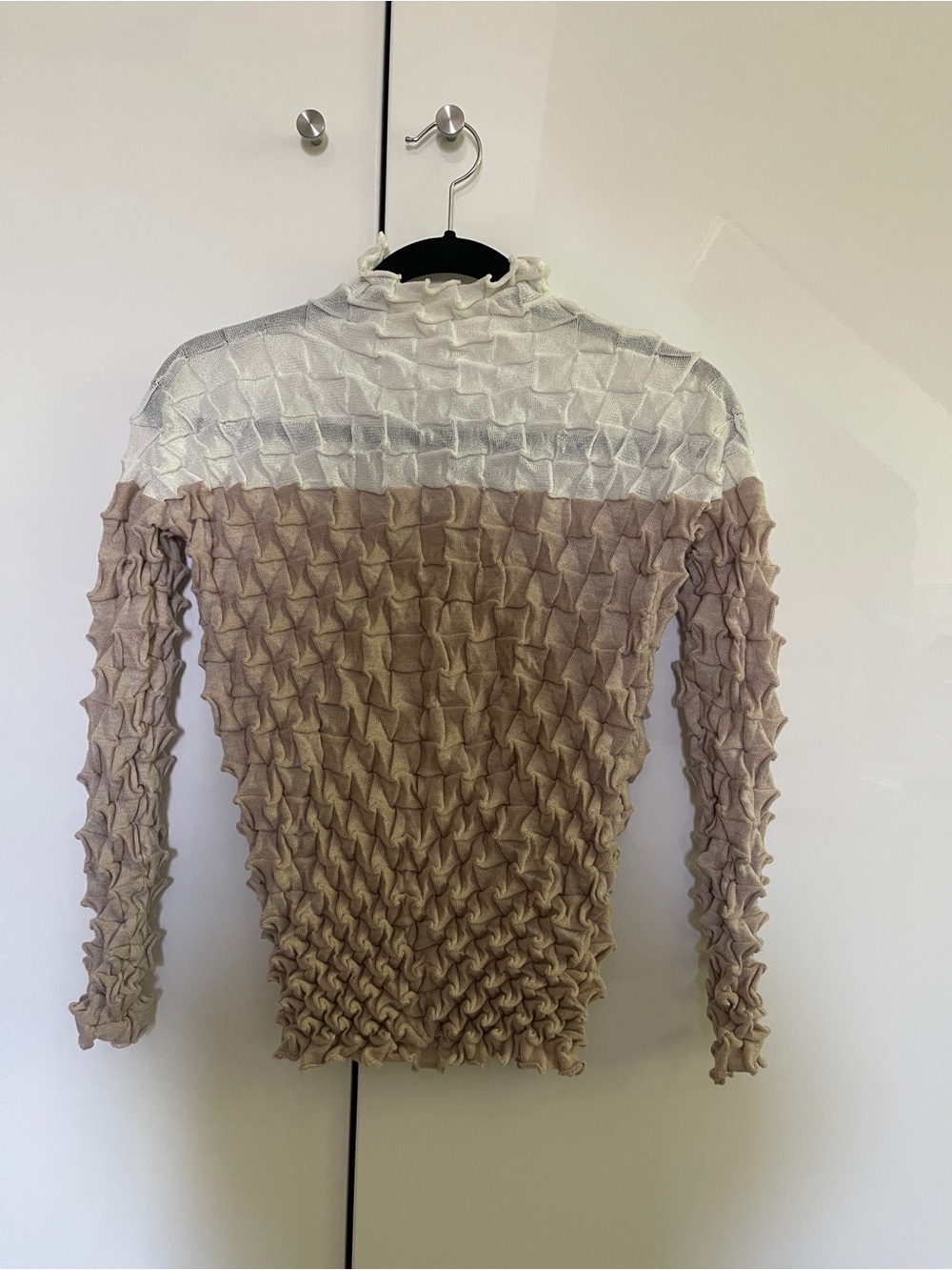 Issey Miyake Japan Spike Pleated Two Tone Top Shirt Sz 2